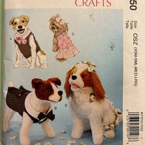OCT SALE 6/$25+ship McCall’s Crafts M7850 Dog Wedding Attire Sewing Patterns